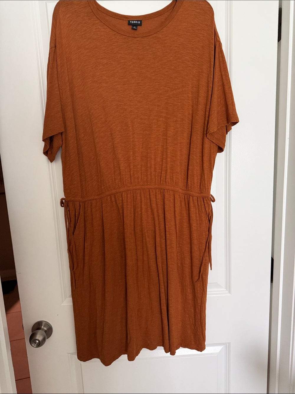 torrid Rust Orange Drawstring Waist Midi Dress